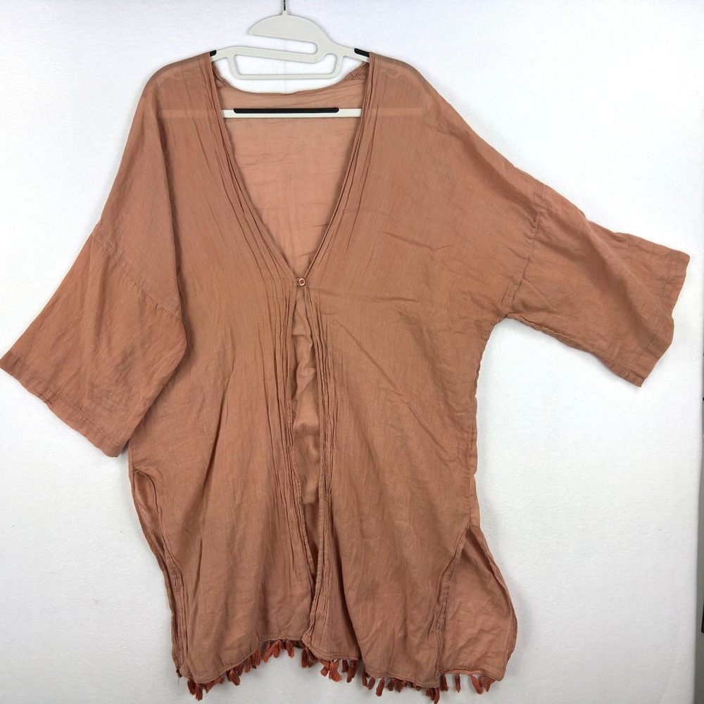 Unbranded Terracotta Gauze Tassel‎ Kimono Cover Up Women OS Clay Orange